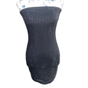 SHEIN Black Bling Strapless Bodycon Mini Dress | EUC | Size S